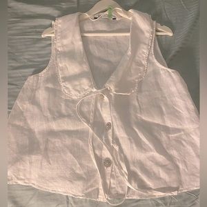 ZARA LINEN TOP WITH CHELSEA COLLAR WHITE | 3464/270 SIZE M